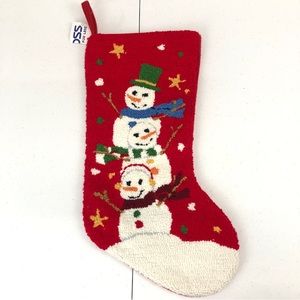 Snowman Large Red & White Christmas Stocking New